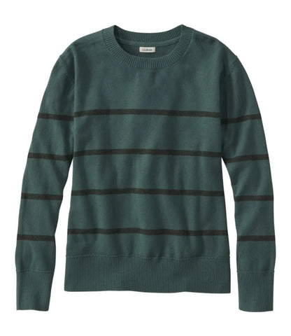 Women's Cotton/Cashmere Sweater, Crewneck Stripe