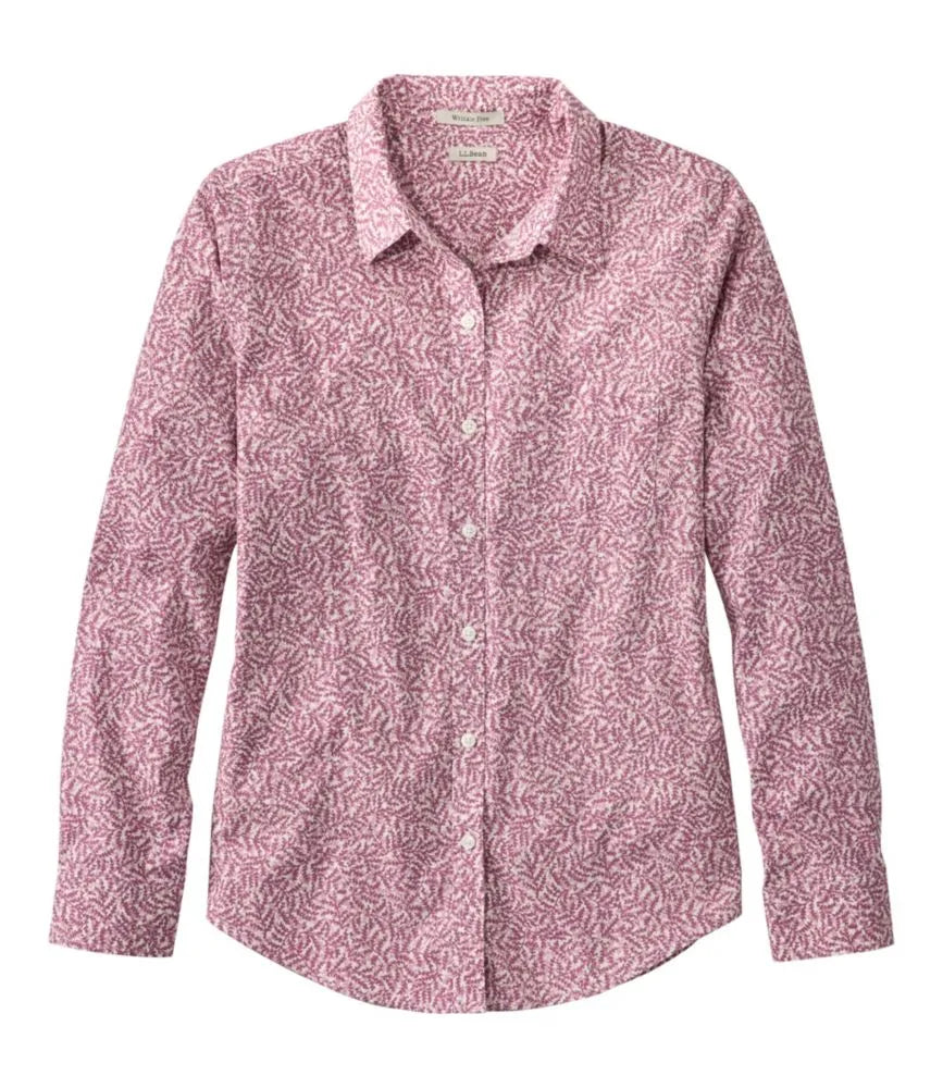 Women's Wrinkle-Free Pinpoint Oxford Shirt, Relaxed Fit Long-Sleeve Print