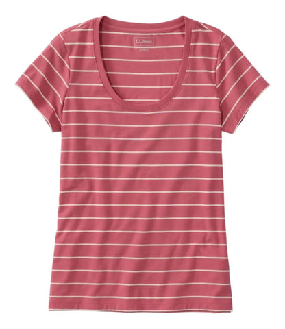 Women's Soft Stretch Supima-Blend Tee, Scoopneck Short-Sleeve Stripe