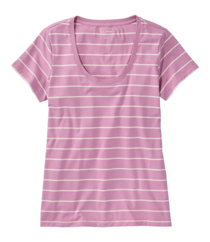 Women's Soft Stretch Supima-Blend Tee, Scoopneck Short-Sleeve Stripe