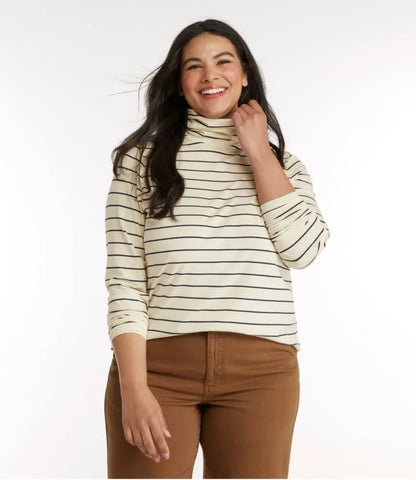 Women's Soft Stretch Supima-Blend Tee, Turtleneck Stripe