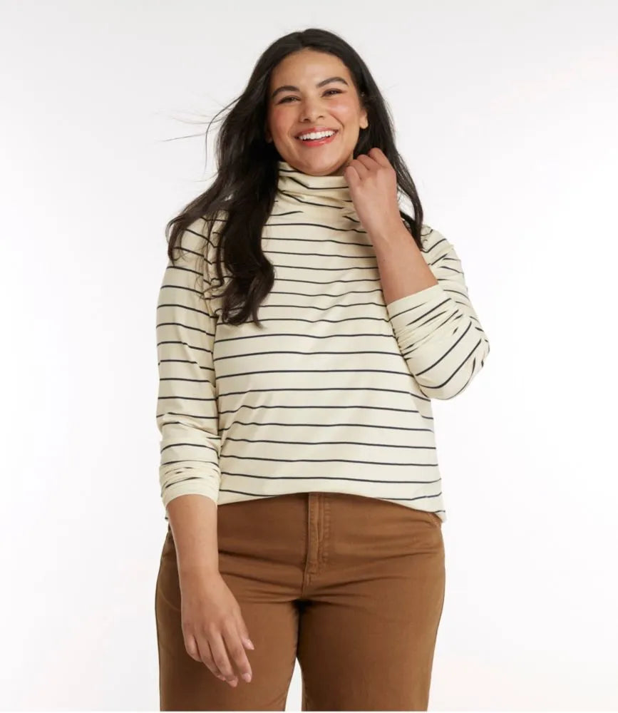 Women's Soft Stretch Supima-Blend Tee, Turtleneck Stripe