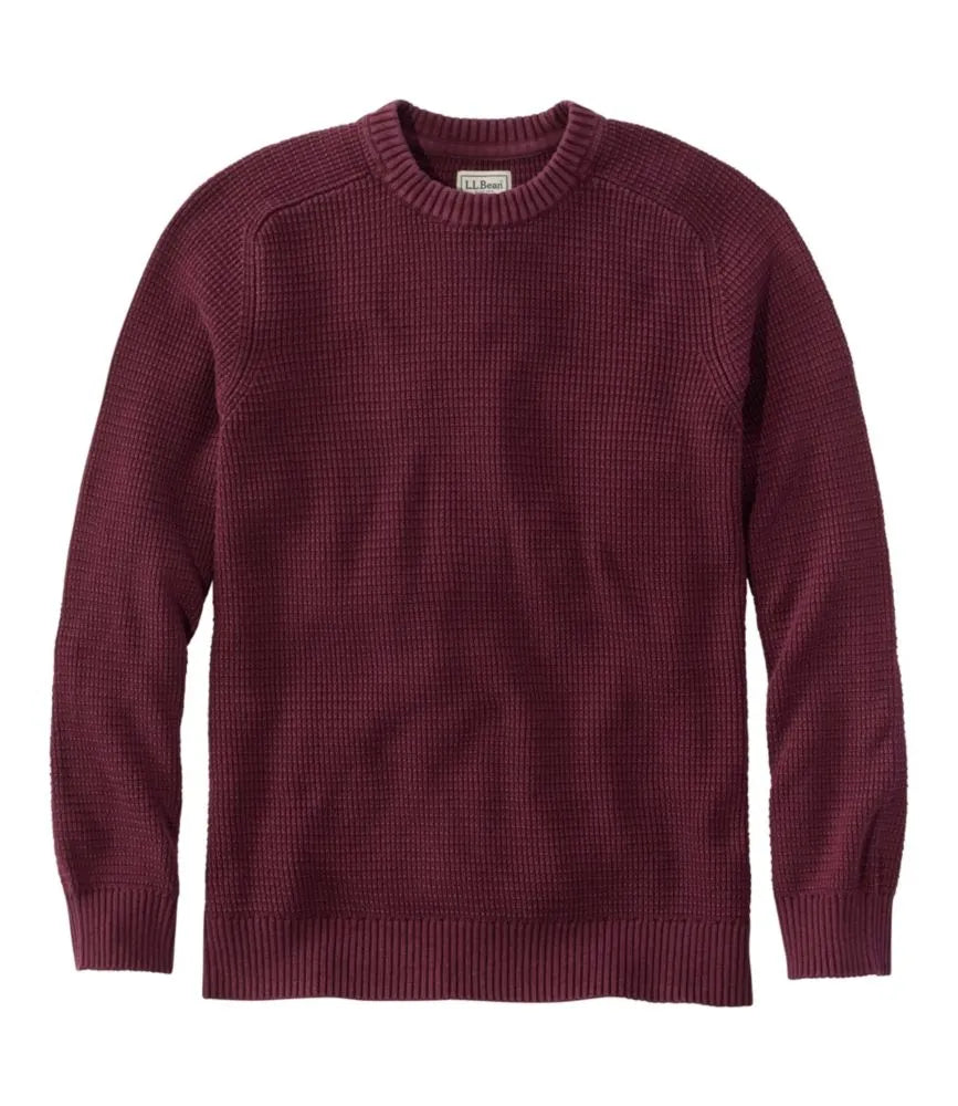 Men's Sunwashed Textured Cotton Sweater, Crewneck