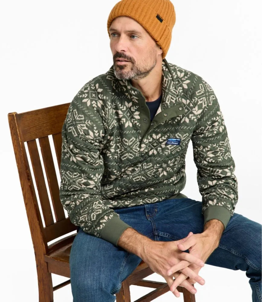 Men's Bean's Quilted Sweatshirt, Mockneck, Print