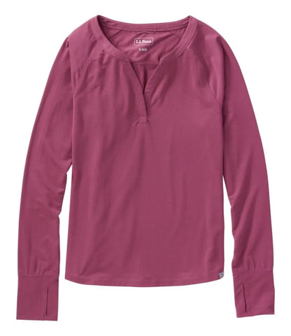Women's Ribbed Performance Tee, Long-Sleeve Splitneck