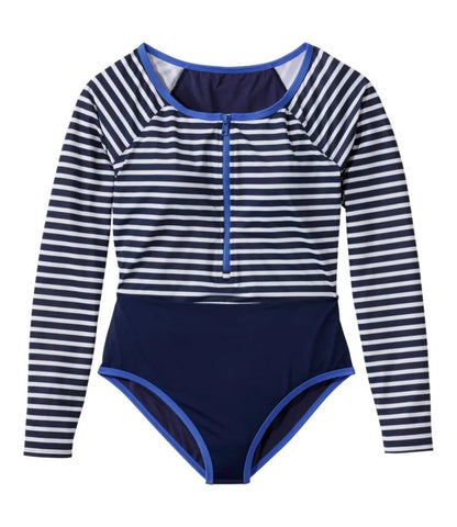 Women's Coastal Essentials Swimwear, Long-Sleeve Tanksuit Print