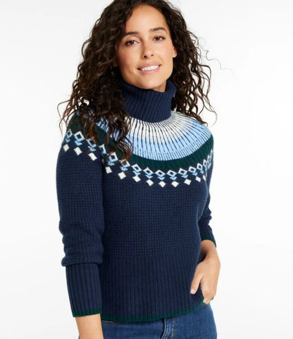 Women's SuperSoft Waffle Sweater, Turtleneck Fair Isle