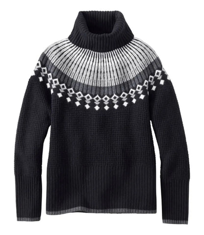Women's SuperSoft Waffle Sweater, Turtleneck Fair Isle