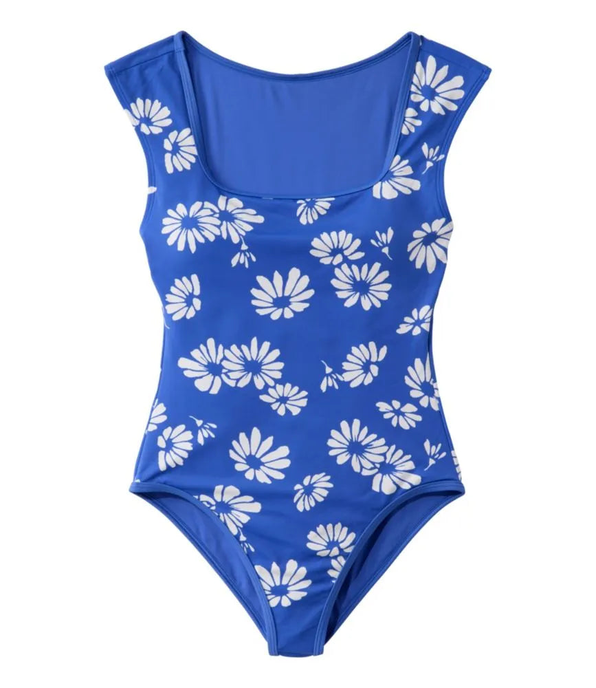 Women's Coastal Essentials Swimwear, Squareneck Tanksuit Print