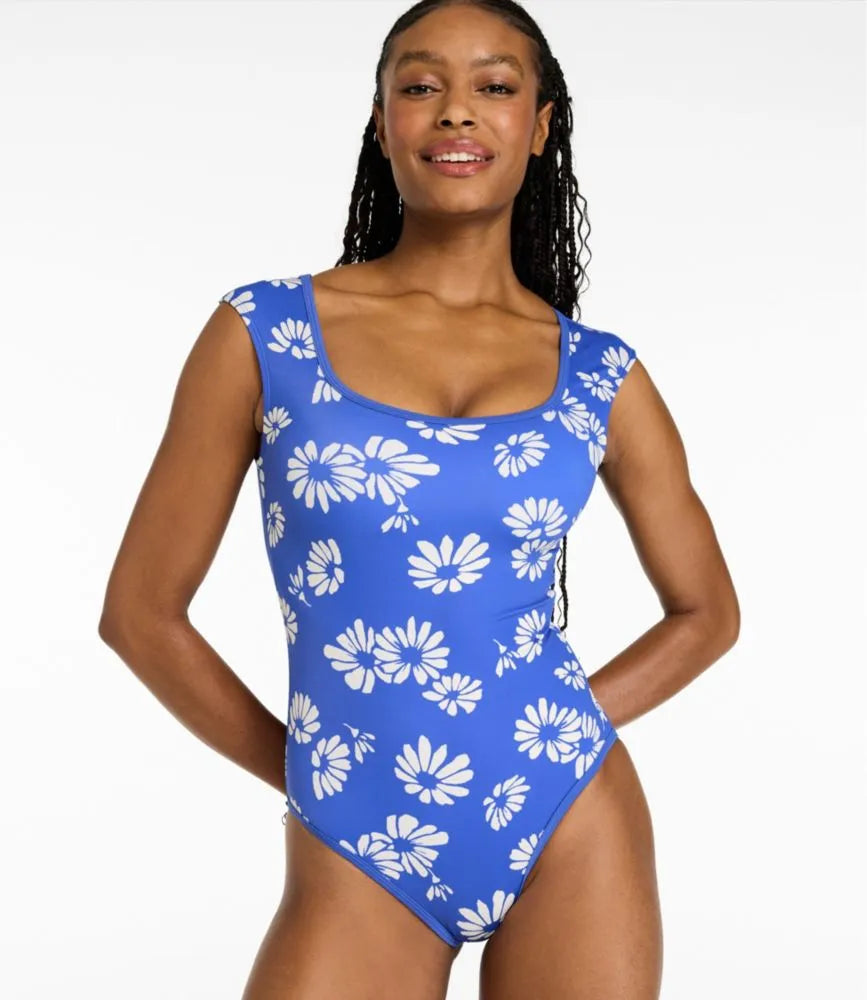 Women's Coastal Essentials Swimwear, Squareneck Tanksuit Print