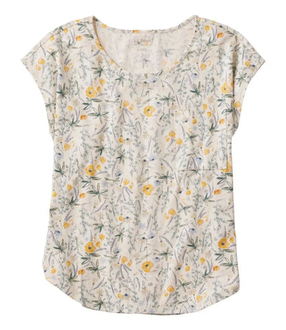 Women's Lakeside Linen/Cotton Tee, Short-Sleeve Scoopneck Print