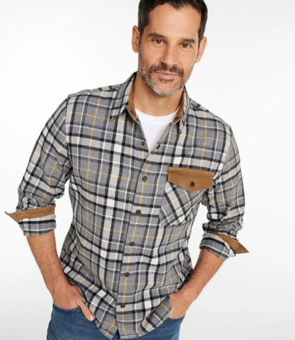 Men's Scotch Plaid Flannel Shirt, Snap-Front, Slightly Fitted Untucked Fit