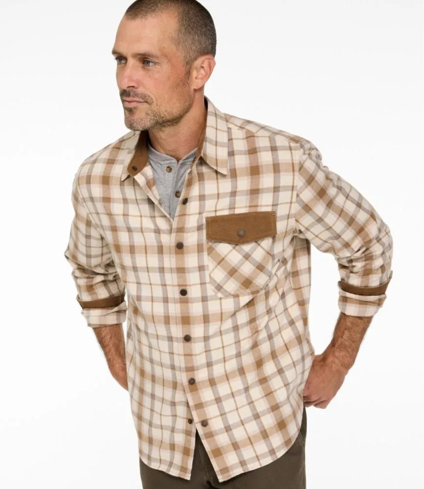 Men's Scotch Plaid Flannel Shirt, Snap-Front, Slightly Fitted Untucked Fit