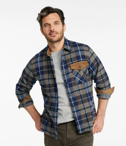 Men's Scotch Plaid Flannel Shirt, Snap-Front, Slightly Fitted Untucked Fit