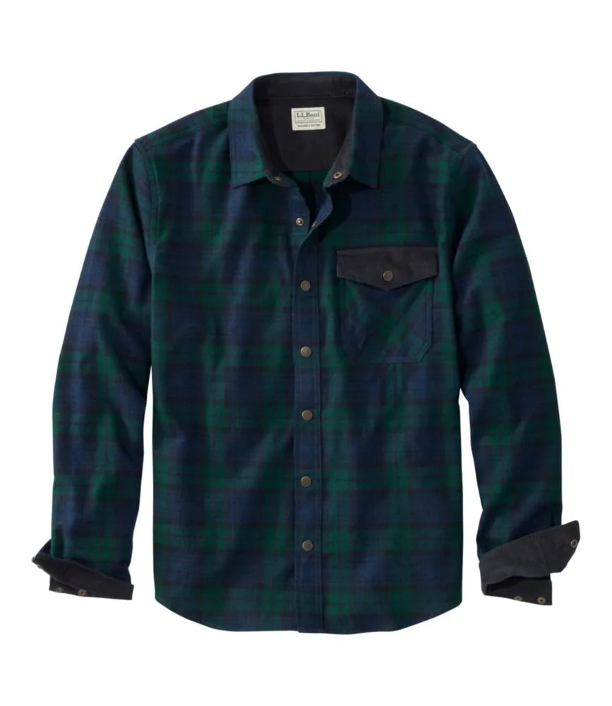 Men's Scotch Plaid Flannel Shirt, Snap-Front, Slightly Fitted Untucked Fit