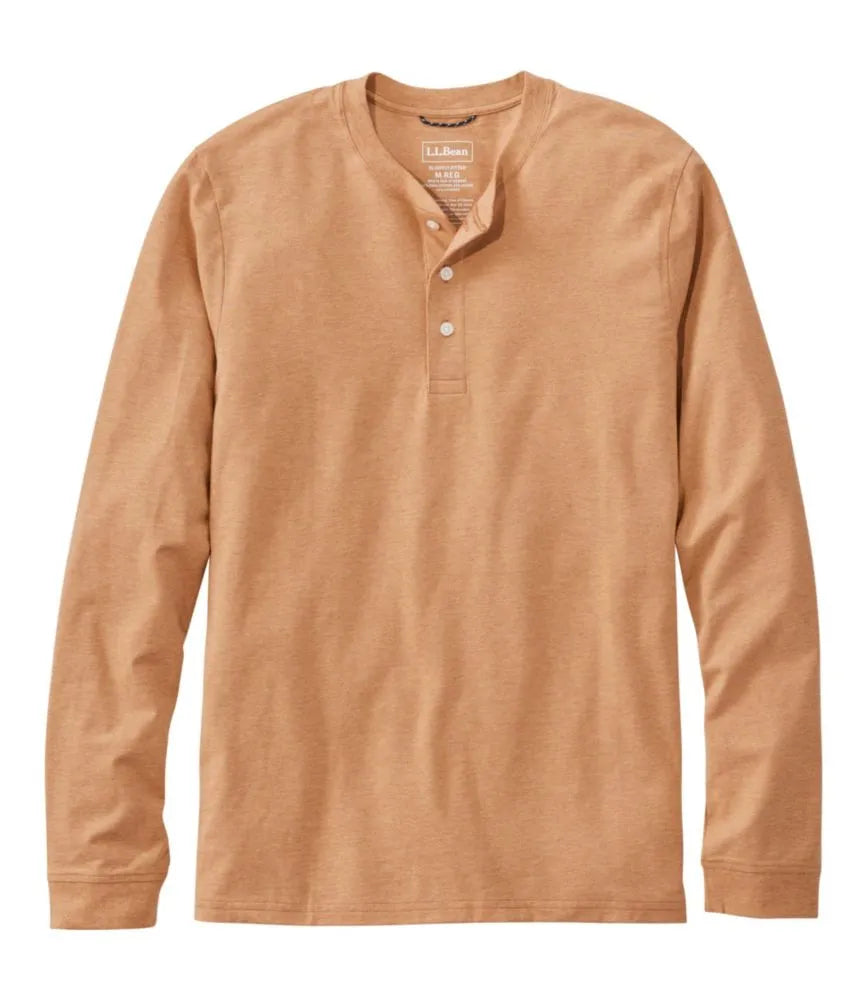 Men's Comfort Stretch Performance® Pima Tee, Long-Sleeve Henley