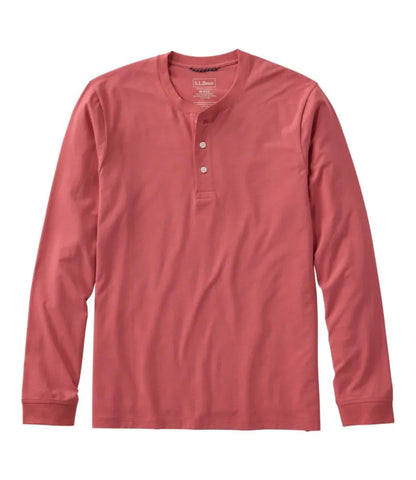 Men's Comfort Stretch Performance® Pima Tee, Long-Sleeve Henley