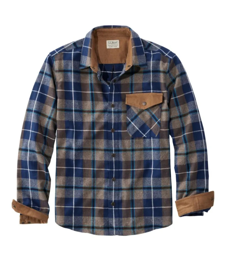 Men's Scotch Plaid Flannel Shirt, Snap-Front, Slightly Fitted Untucked Fit