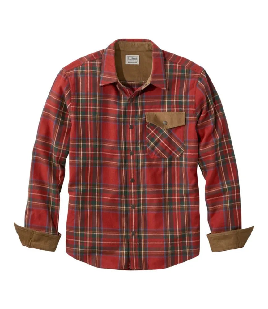 Men's Scotch Plaid Flannel Shirt, Snap-Front, Slightly Fitted Untucked Fit