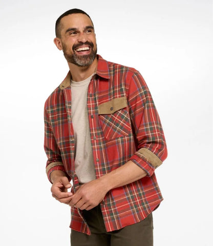 Men's Scotch Plaid Flannel Shirt, Snap-Front, Slightly Fitted Untucked Fit