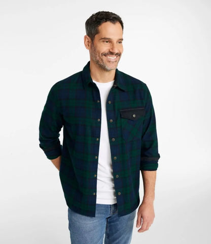 Men's Scotch Plaid Flannel Shirt, Snap-Front, Slightly Fitted Untucked Fit