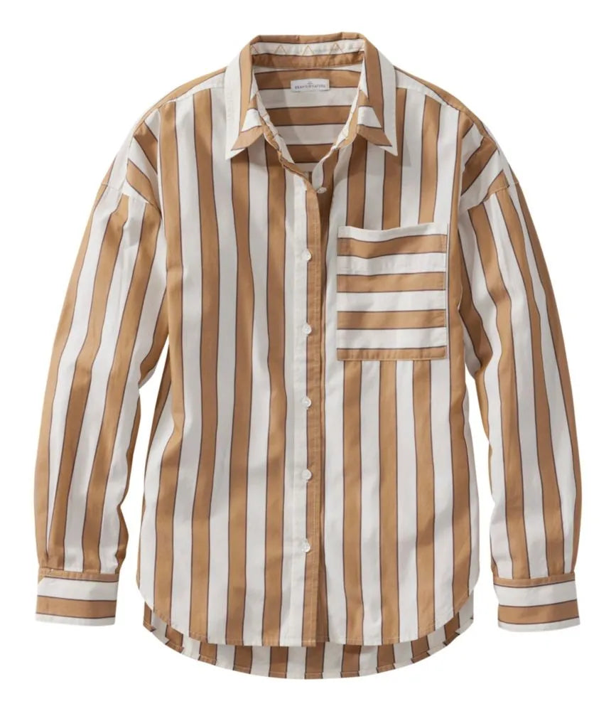 Women's Signature Premium Essential Poplin Shirt, Long-Sleeve Novelty Stripe