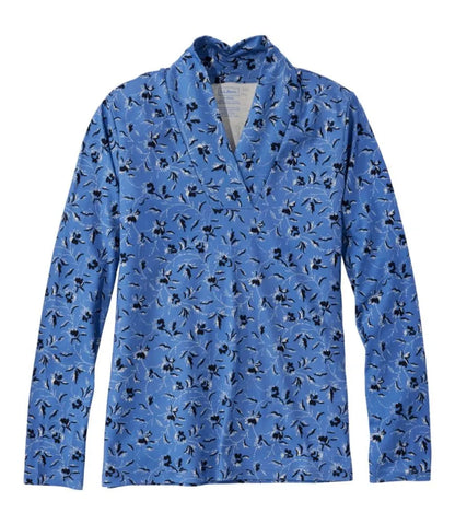 Women's Pima Cotton Tee, Shawl Long-Sleeve Print