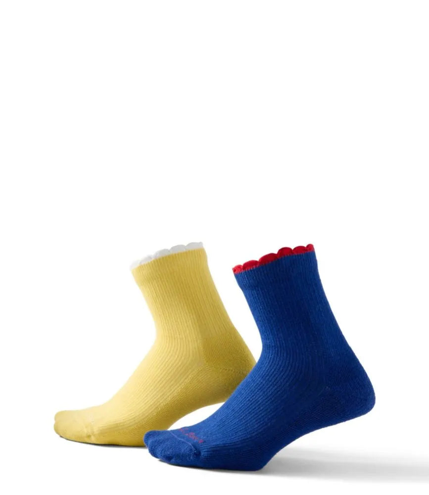 Women's Scalloped Edge Micro Crew Socks, 2-Pack