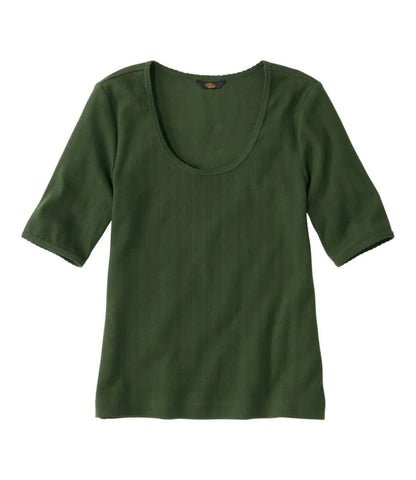 Women's Signature Premium Essential Pointelle Tee, Elbow-Sleeve Scoopneck