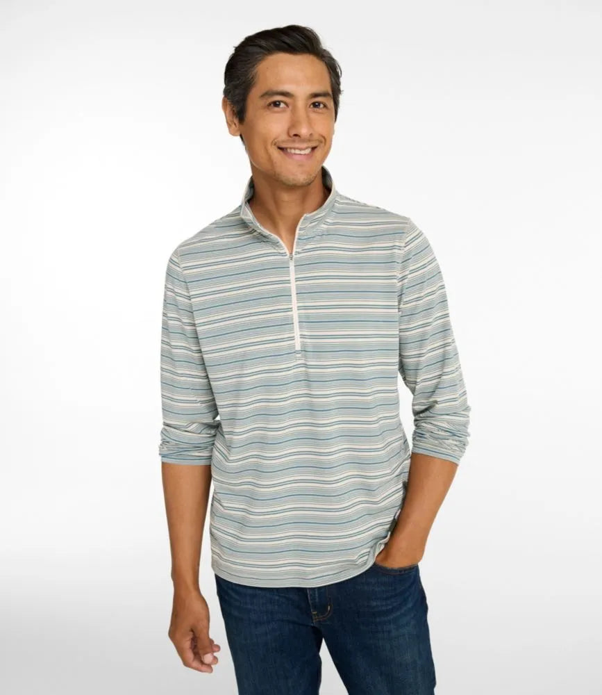 Men's Everyday SunSmart® Tee, Long-Sleeve Quarter-Zip Stripe