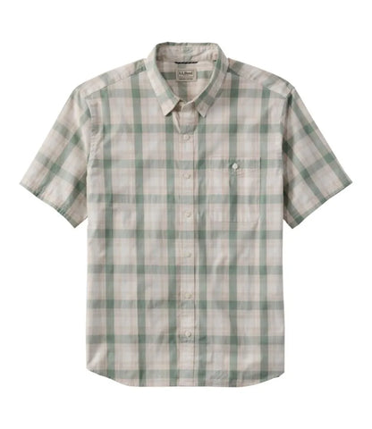 Men's Comfort Stretch Performance® Chambray Shirt, Short-Sleeve, Slightly Fitted Untucked Fit, Plaid