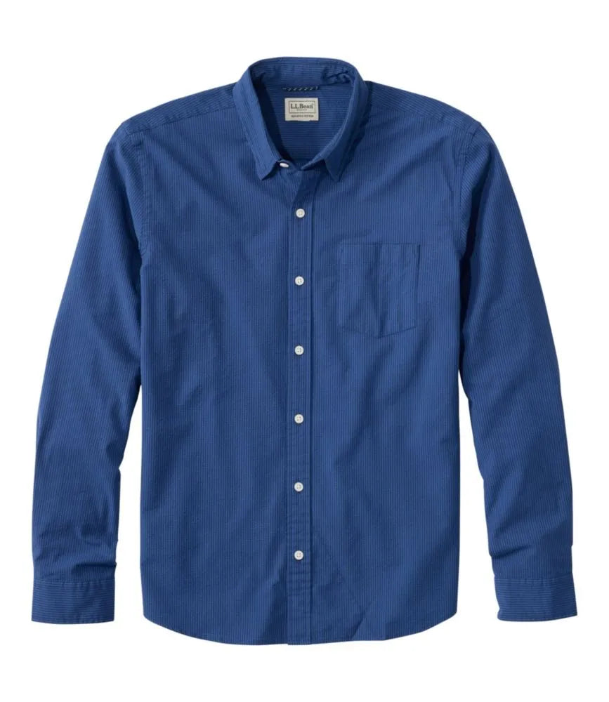 Men's Comfort Stretch Performance® Seersucker Shirt, Long-Sleeve, Slightly Fitted Untucked Fit, Stripe
