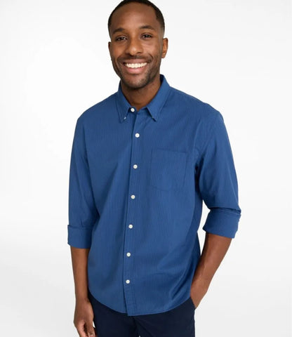 Men's Comfort Stretch Performance® Seersucker Shirt, Long-Sleeve, Slightly Fitted Untucked Fit, Stripe