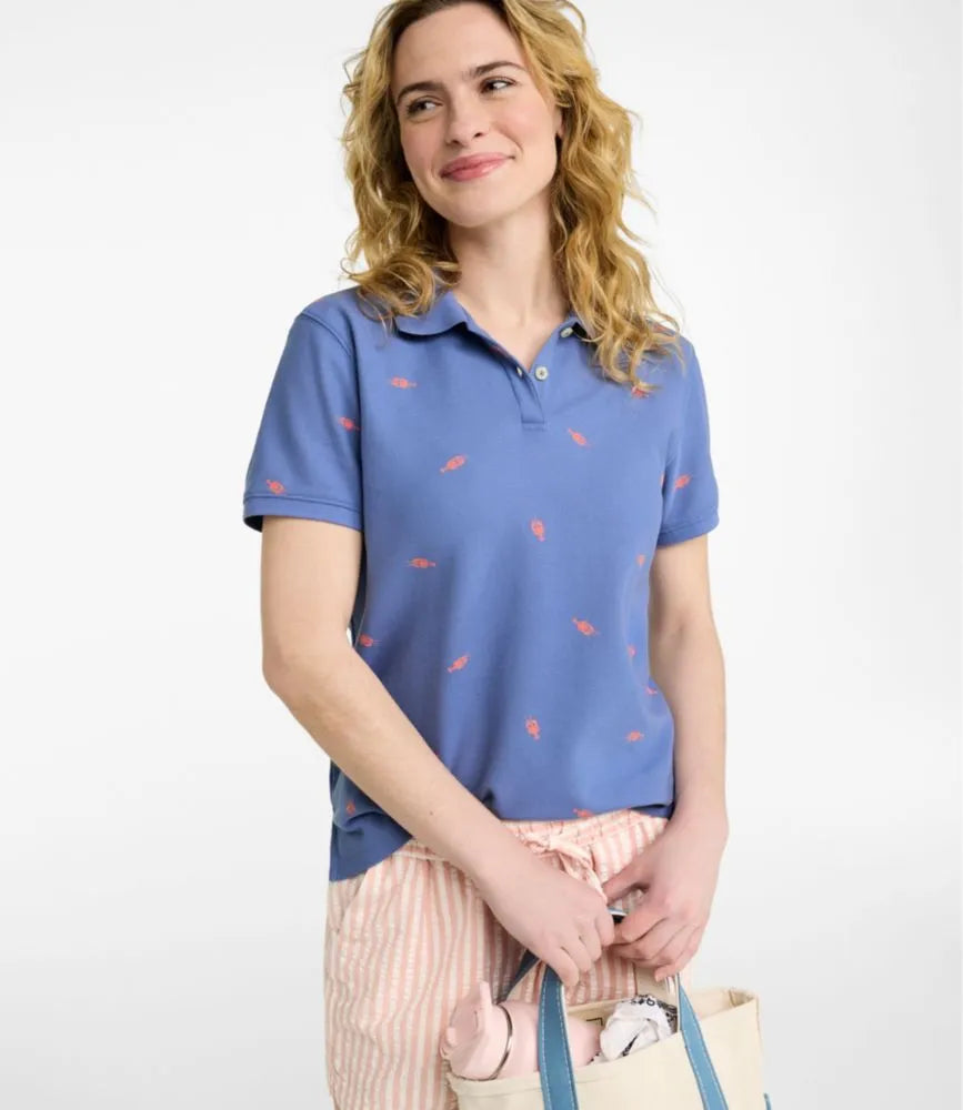 Women's Premium Double L Polo, Short-Sleeve Relaxed Fit Novelty