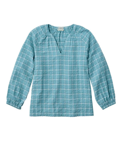 Women's Bean's Seacoast Seersucker Splitneck Shirt