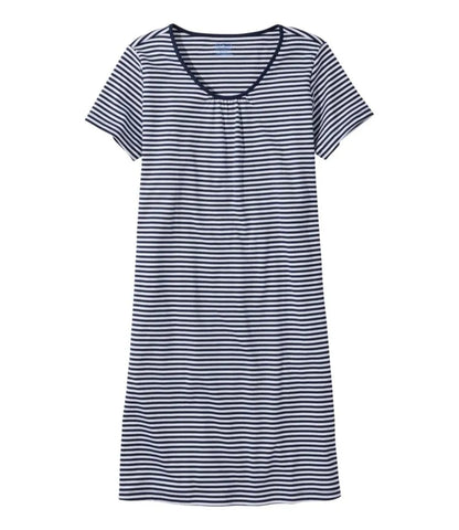 Women's Supima® Nightgown, Short-Sleeve Stripe