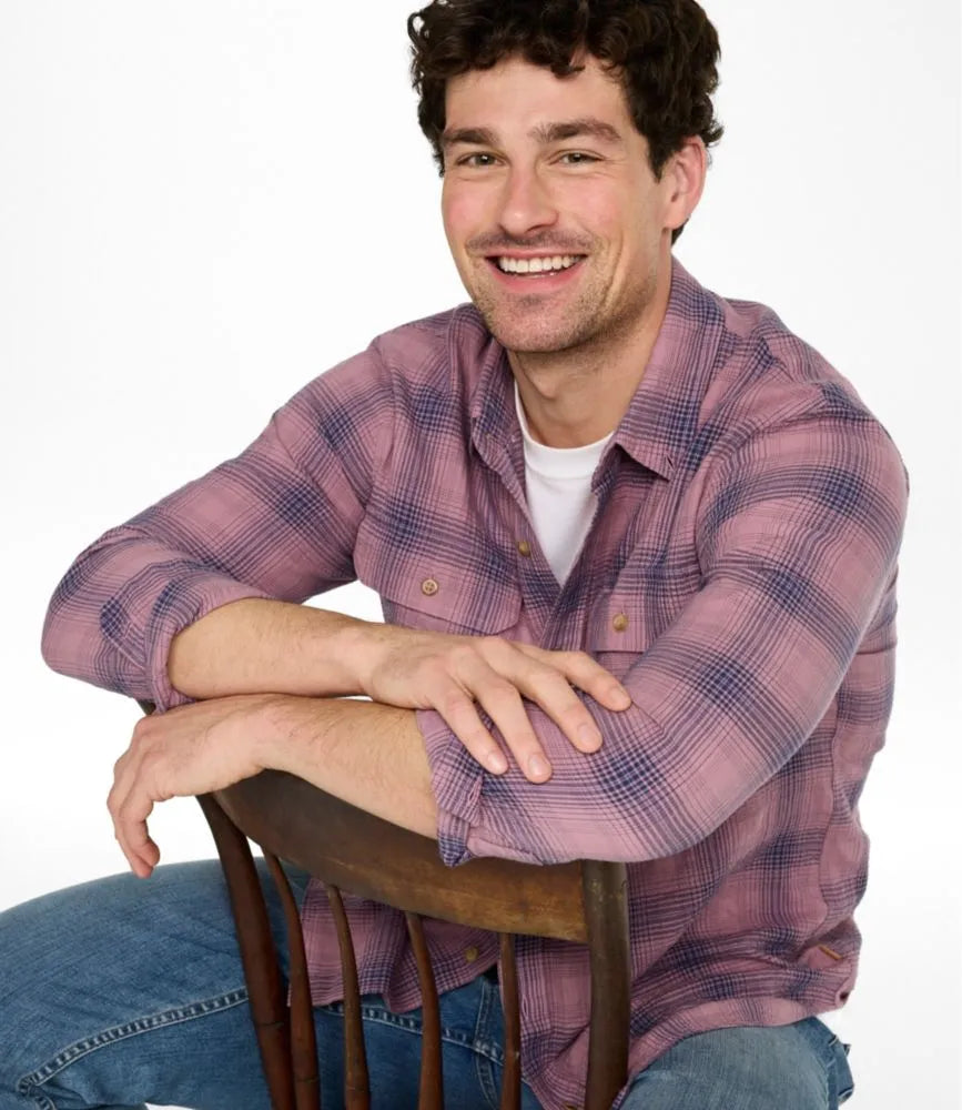 Men's Sunwashed Textured Shirt, Slightly Fitted, Plaid