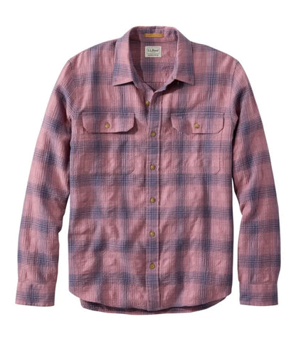 Men's Sunwashed Textured Shirt, Slightly Fitted, Plaid