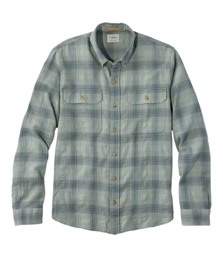 Men's Sunwashed Textured Shirt, Slightly Fitted, Plaid