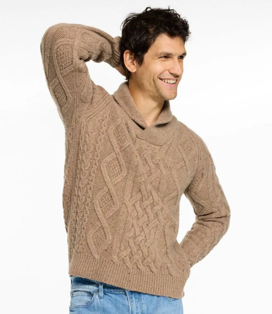Men's Signature Ragg Wool Fisherman Sweater, Shawl Collar