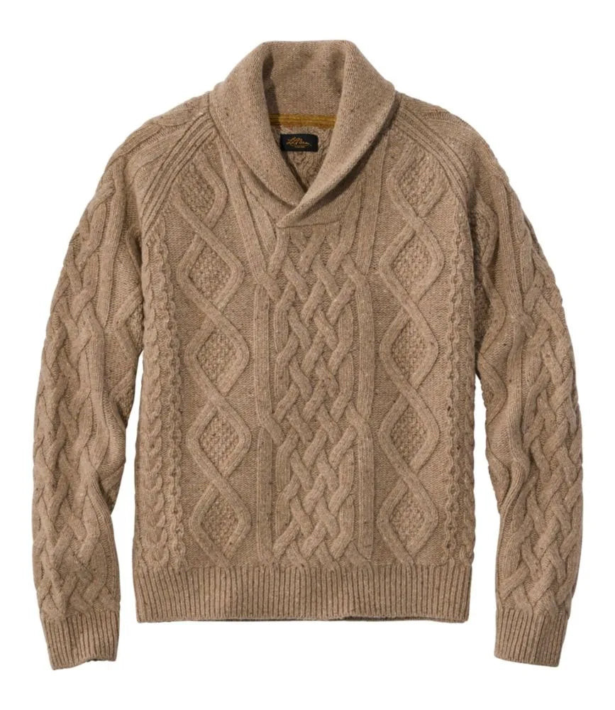 Men's Signature Ragg Wool Fisherman Sweater, Shawl Collar