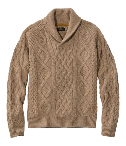 Men's Signature Ragg Wool Fisherman Sweater, Shawl Collar