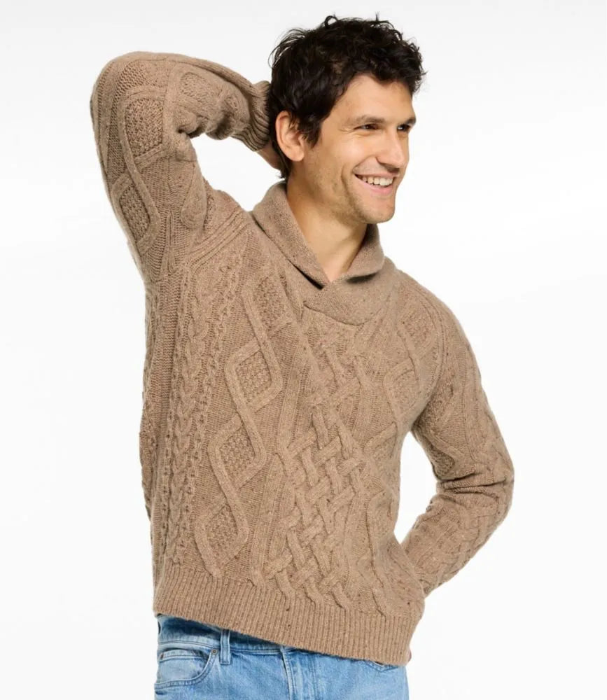 Men's Signature Ragg Wool Fisherman Sweater, Shawl Collar