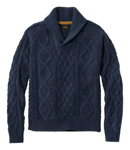 Men's Signature Ragg Wool Fisherman Sweater, Shawl Collar