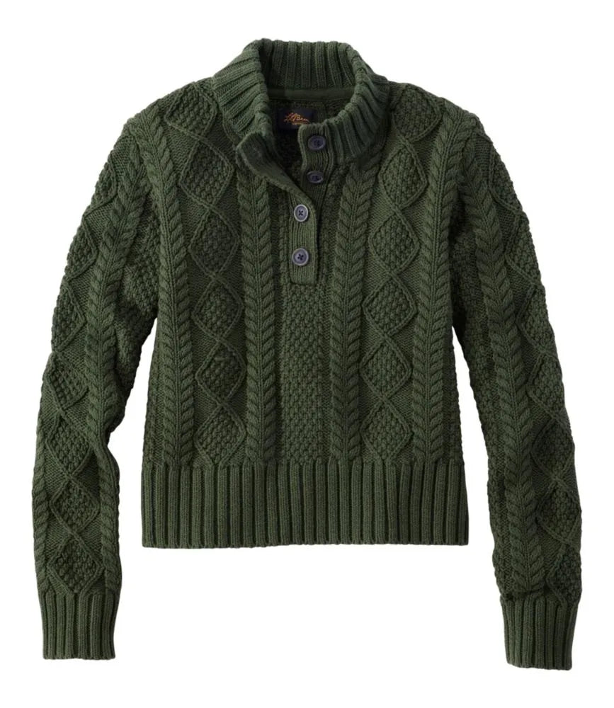 Women's Signature Cotton Fisherman Sweater, Mockneck