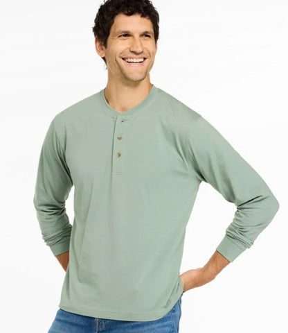 Men's Carefree Unshrinkable Henley, Long-Sleeve, Slightly Fitted