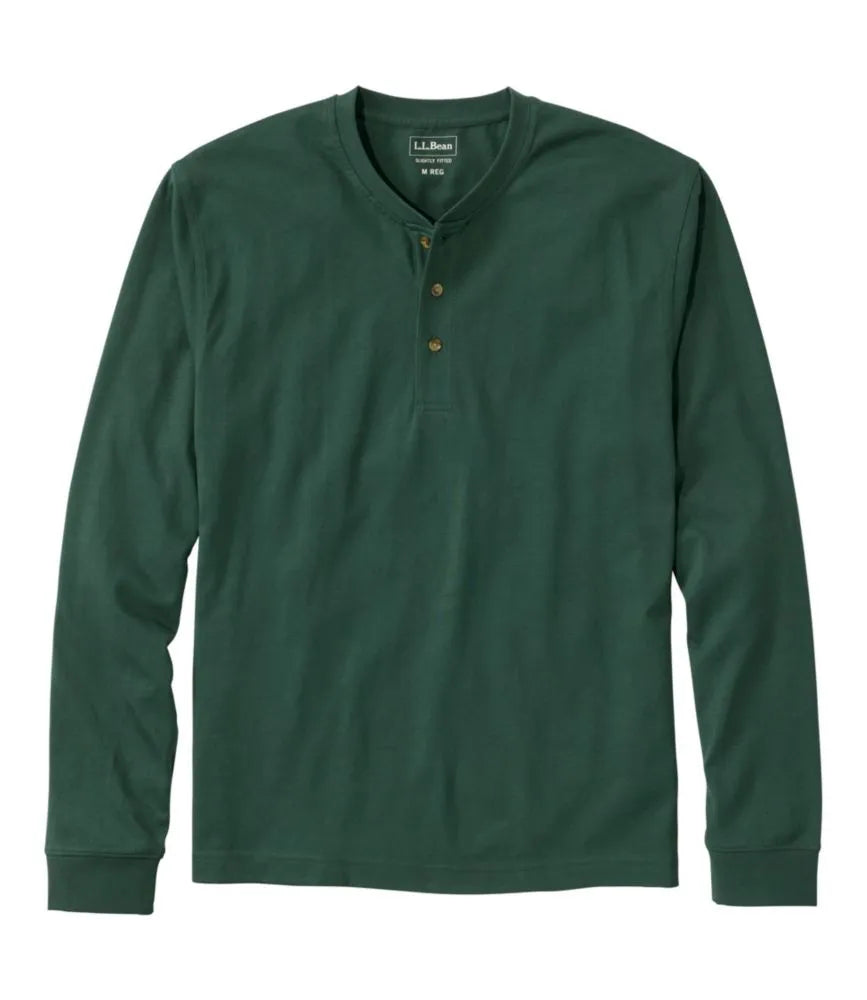 Men's Carefree Unshrinkable Henley, Long-Sleeve, Slightly Fitted