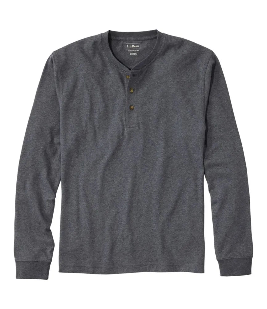 Men's Carefree Unshrinkable Henley, Long-Sleeve, Slightly Fitted