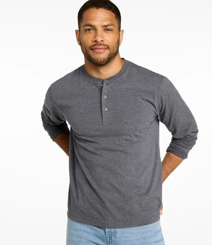 Men's Carefree Unshrinkable Henley, Long-Sleeve, Slightly Fitted