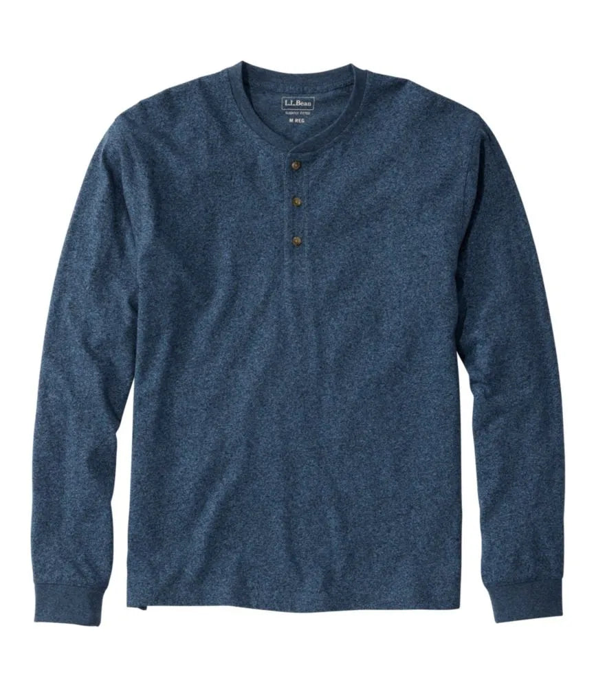 Men's Carefree Unshrinkable Henley, Long-Sleeve, Slightly Fitted